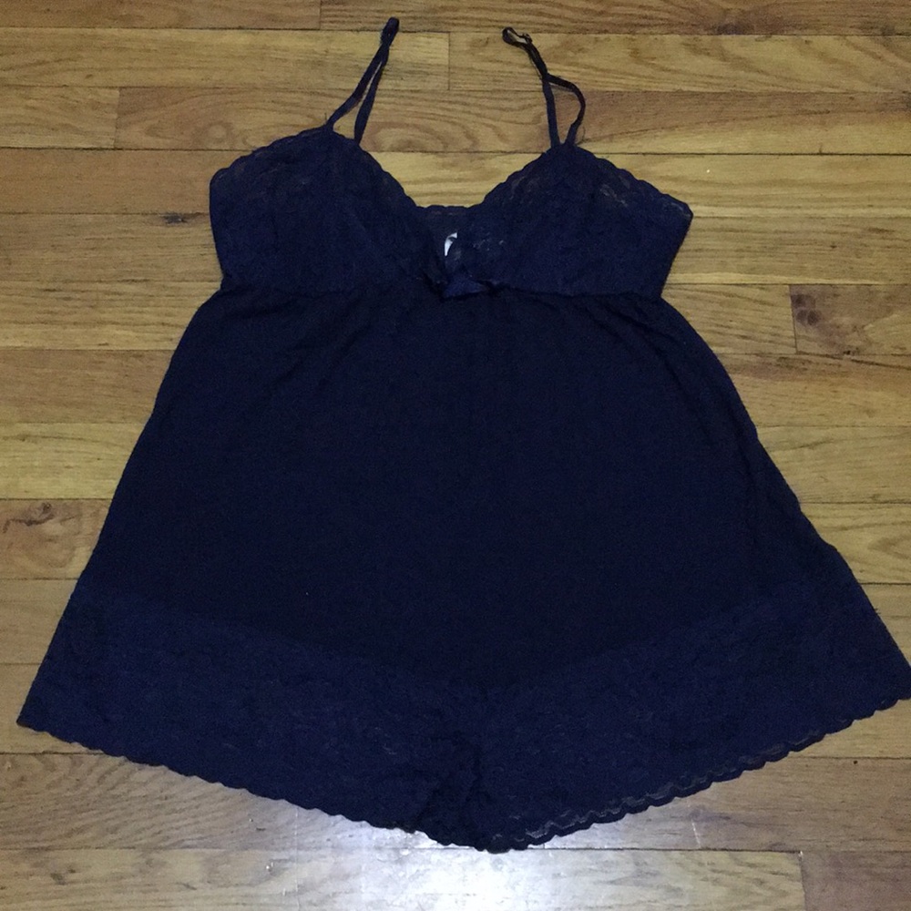 Navy Blue Lace Sleepwear Romper